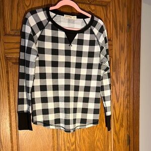 Faded Glory Black and White Checkered Girls Shirt